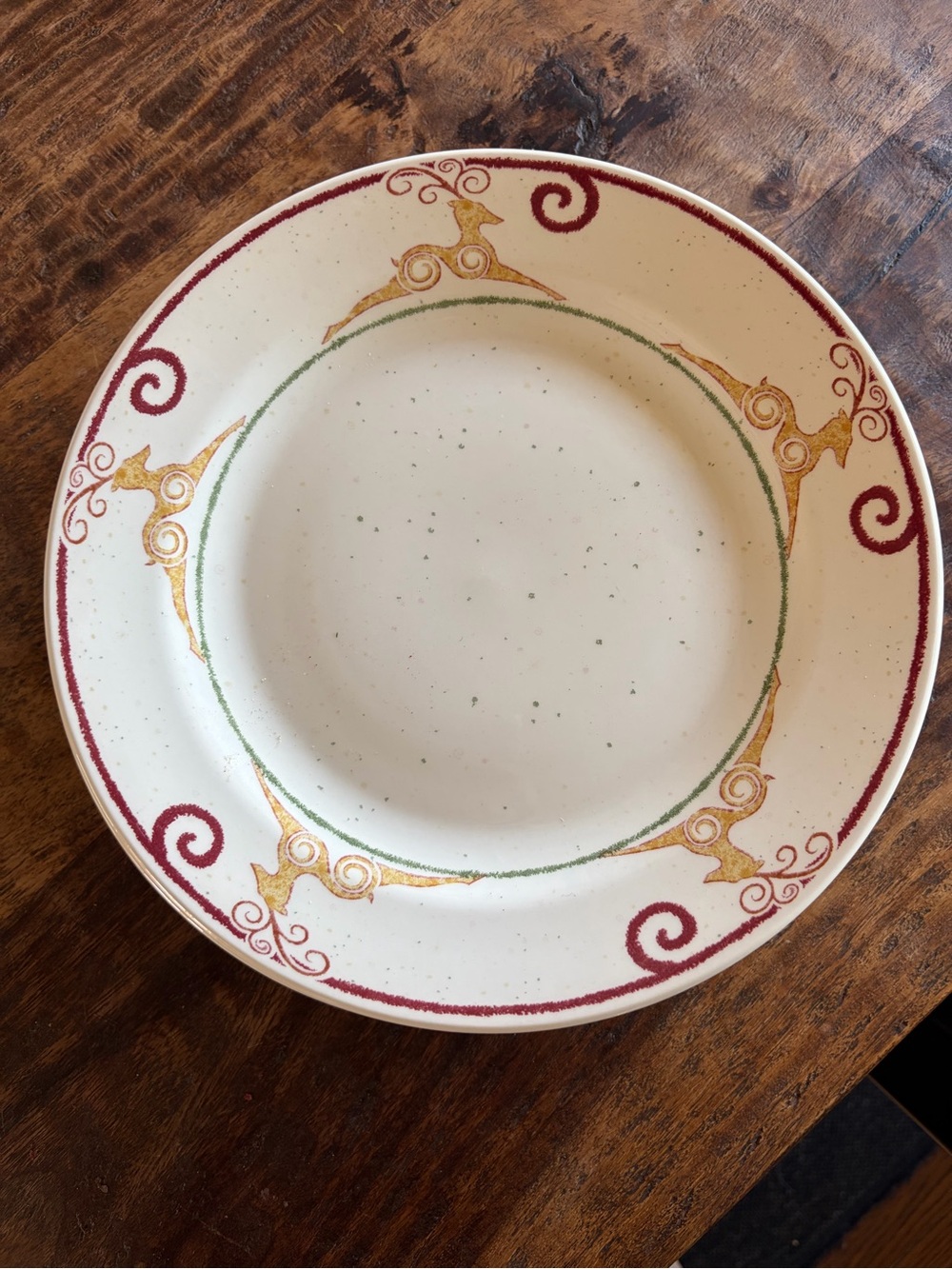 Pier 1 Rustic Reindeer Dinner Plates Set of 2 England Discontinued Vintage